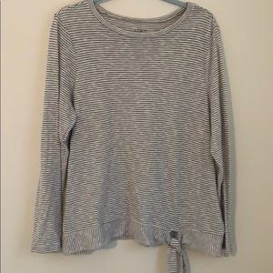 LOFT stripe long sleeve tee with tie accent